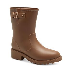 STYLE & COMPANY Womens Brown Millyy Round Toe Block Heel Rain Boots 5 M